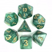 Green (Golden font) pearl dice set